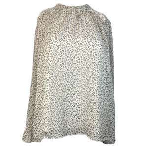 TCEC Shirt Womens Sz M Beige Gray Chiffon Leopard Pleated High Neck Blouse Top